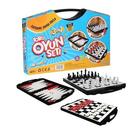 BUĞZ Toru 3 in 1 Çantalı Oyun Seti Satranç-Dama-Tavla