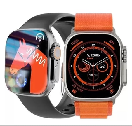 BUĞZ Hw8 Ultra Çift Kordon 49mm - Siri Nfc Bluetooth Arama Konuşma - İos & Android Uyumlu Akıllı Saat