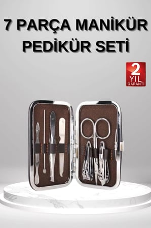 BUĞZ 7 Parça Manikür Pedikür Seti El Ayak Bakımı Çantalı Paslanmaz Çelik