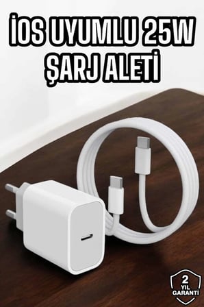 BUĞZ Şarj Aleti İOS 15/15 Pro Max Uyumlu Şarj Adaptörü ve Kablosu