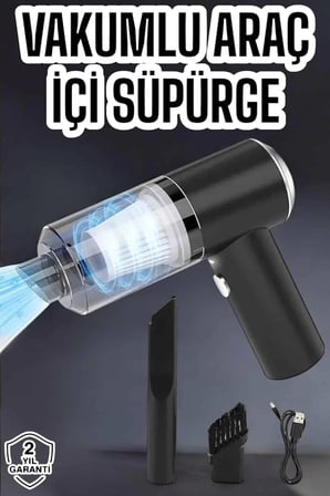 BUĞZ Üflemeli Güçlü Vakumlu Ev Ofis Araç Süpürgesi El Süpürgesi Şarjlı