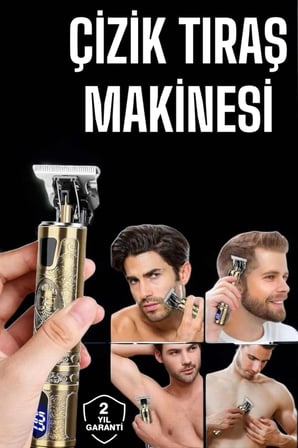 BUĞZ Tıraş Makinesi Şarjlı Profesyonel Saç Kesme Makinesi Gold Çizik Tıraş