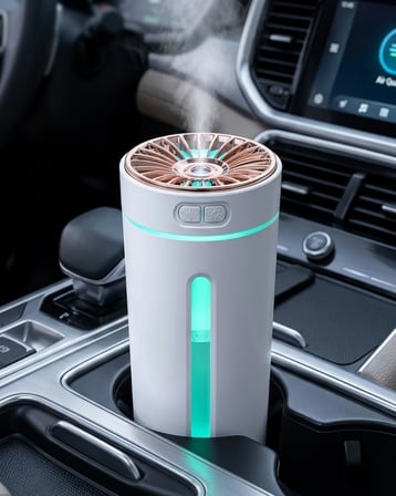 BUĞZ Araç İçi Hava Nemlendirici 5 Esans Hediyeli LED Işıklı USB Buhar Makinesi
