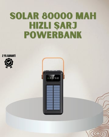 BUĞZ Powerbank Solar Fenerli Çoklu Kablolu Taşınabilir Şarj Aleti