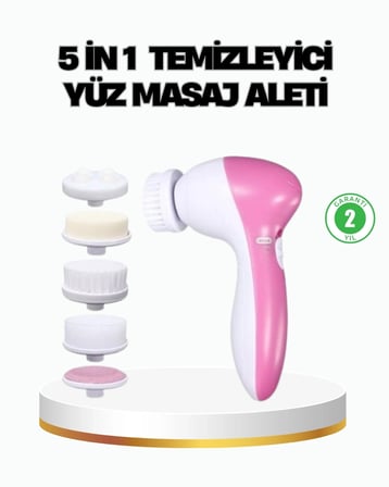 BUĞZ 5’i 1 Arada Yüz Temizleme Cihazı – Masaj, Fırça, Peeling ve Krem Uygulama Aparatlı