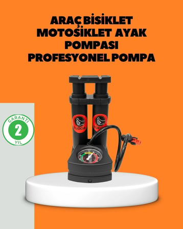 BUĞZ Ayaklı Bisiklet Pompası Basınç Göstergeli Çok Amaçlı