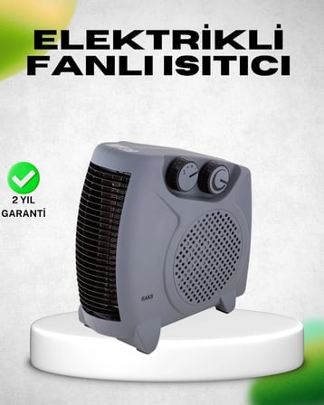 BUĞZ Fanlı Elektrikli Isıtıcı Termostatlı Güvenli Yanmaz Plastik Gövde