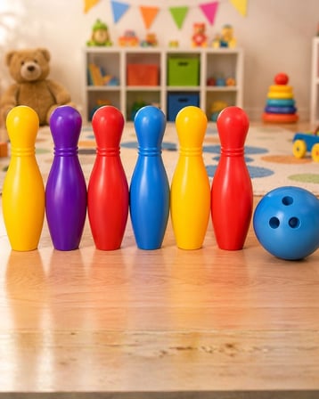 BUĞZ Renkli Çocuk Bowling Oyunu 6 Kukalı Eğitici Eğlence Seti