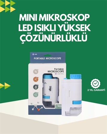 BUĞZ LED Aydınlatmalı 80–200 Kat Büyütmeli Cep Mikroskop