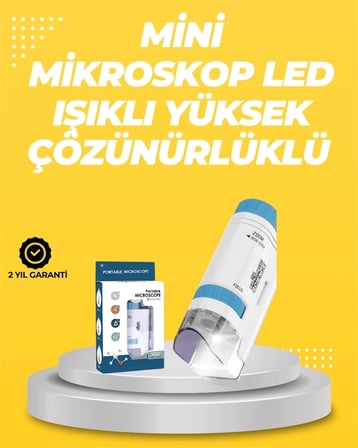 BUĞZ Taşınabilir LED Işıklı Cep Mikroskop – 80X–200X Büyütme