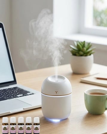 BUĞZ Mini Hava Nemlendirici USB Bağlantılı LED Işıklı 5 Esans Hediyeli Aromaterapi Difüzörü