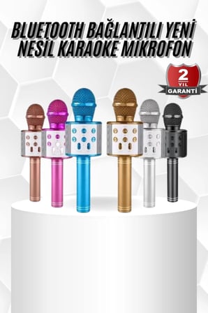 BUĞZ Karaoke Mikrofon Bluetooth Bağlantılı Aux Girişli Uzun Pil Ömrü Yüksek Ses Kaliteli