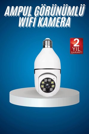 BUĞZ Wifi Güvenlik Kamerası Çift kameralı Ampule Takılabilir Sensörlü