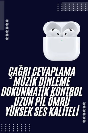 BUĞZ Bluetooth Kulaklık Beyaz Çağrı Cevaplama Dokunmatik Kontrol Kablosuz
