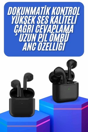 BUĞZ Kablosuz Bluetooth Kulaklık TWS Pro5 Kulaklık ANC Özelliği Dokunmatik Kontrol