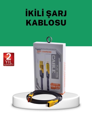 BUĞZ Yüksek Hızlı 65W Güç Çıkışlı Çoklu Cihaz Uyumlu Şarj Kablosu