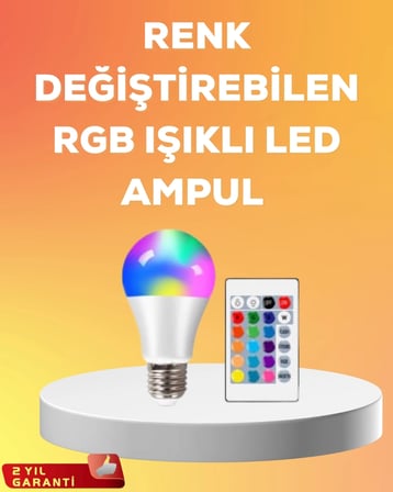 BUĞZ RGB Uzaktan Kumandalı LED Ampul 16 Renk A Kalite 2025 Model Orijinal