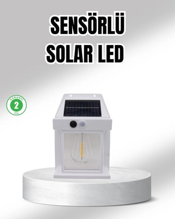 BUĞZ Güneş Enerjili Dış Mekan Sensörlü Duvar Lambası IP65 Su Geçirmez