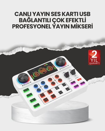 BUĞZ Çok Efektli Canlı Yayın Ses Mikseri USB ve Kablosuz Uyumlu
