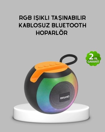 BUĞZ Bluetooth 5.0 Hoparlör – RGB Işıklı, Güçlü Bas ve 360° Surround Ses