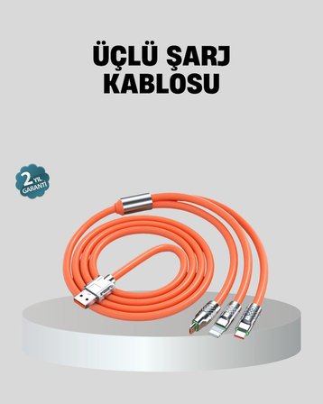 BUĞZ ÜÇLÜ Şarj Kablosu – Yüksek Hızlı, Dayanıklı ve Uzun Ömürlü