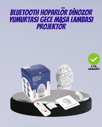 BUĞZ Bluetooth Bağlantılı Dinozor Yıldız Projektör Gece Lambası ve Uyku Yardımcısı