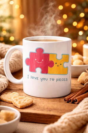 BUĞZ I Love You To Pieces Baskılı Porselen Kupa Model 14 - Sevgiliye Arkadaşa Özel Tasarım Kahve Kupası - Hediye Kupası