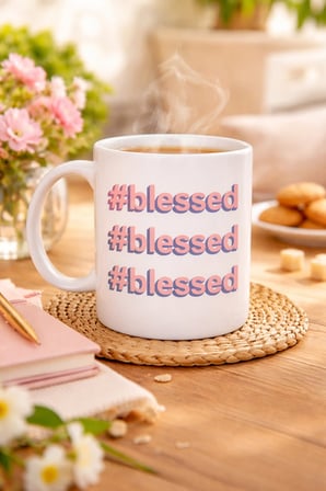 BUĞZ #Blessed Yazılı Porselen Kupa Model 34 – Motivasyonlu Kahve Kupası - Günlük Kullanım & Hediye