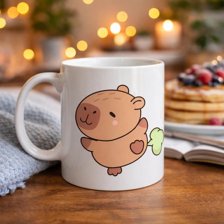 BUĞZ Sevimli Kapibara Desenli Porselen Kupa MODEL 96 CAPYBARA – Neşeli Tasarım, Kahve & Çay Kupası, Hediyelik Porselen Bardak