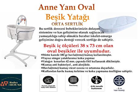 Chicco Baby Uyumlu Anne Yanı Oval 38x73x8 Cm Havlu Kumaş Beşik Yatağı