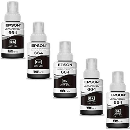 Epson T6641 / L210 Siyah Orjinal Mürekkep 5'Lİ Avantaj Paket 