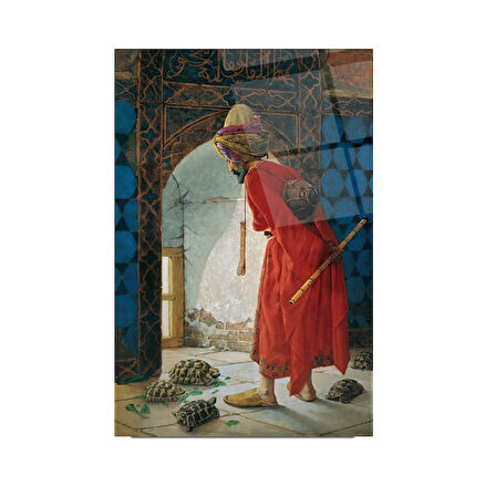 Osman Hamdi Bey Kaplumbağa Terbiyecisi Cam Tablo | Hediyelik, Dekoratif, Ofis, Mutfak 
