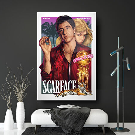 Scarface Tony Montana Cam Tablo | Hediyelik, Dekoratif, Ofis, Mutfak 