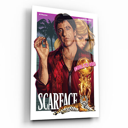 Scarface Tony Montana Cam Tablo | Hediyelik, Dekoratif, Ofis, Mutfak 