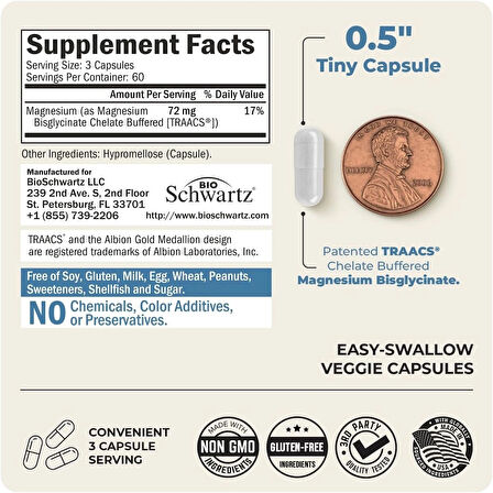 BioSchwartz Magnesium Bisglycinate Bone & Joint Support 180 Caps
