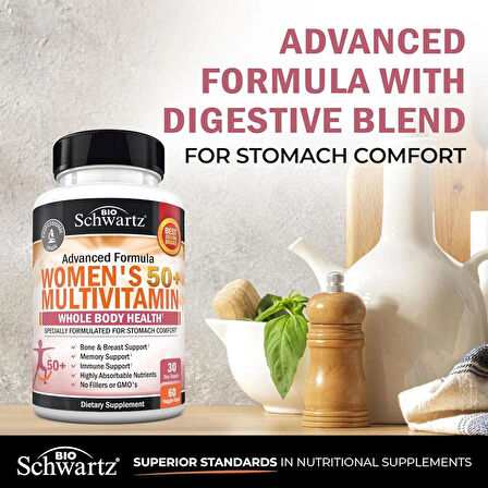 BioSchwartz Daily Multivitamin for Women Vitamin Memory Support Stress Reduction & Healthy Immune Response 60 Caps