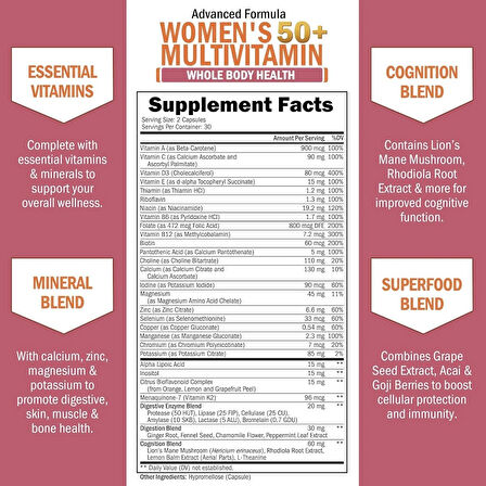 BioSchwartz Daily Multivitamin for Women Vitamin Memory Support Stress Reduction & Healthy Immune Response 60 Caps