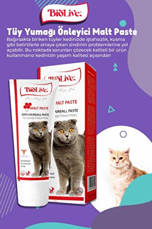 Biolive AntiHairBall Kediler İçin Tüy Yumağı Önleyici Paste 100gr