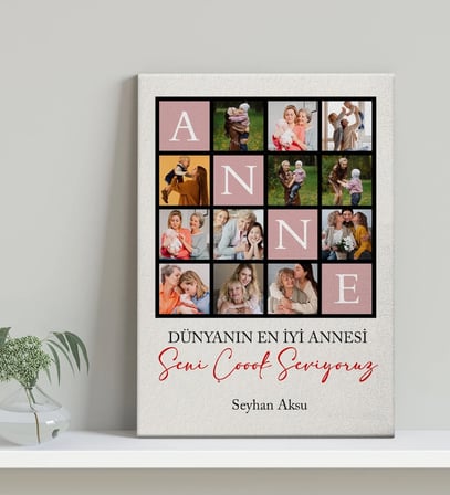 BK Gift Kişiye Özel Anne Tasarımlı Kanvas Tablo-1, Anneye Hediye, Anneler Günü Hediyesi, Eşe Hediye