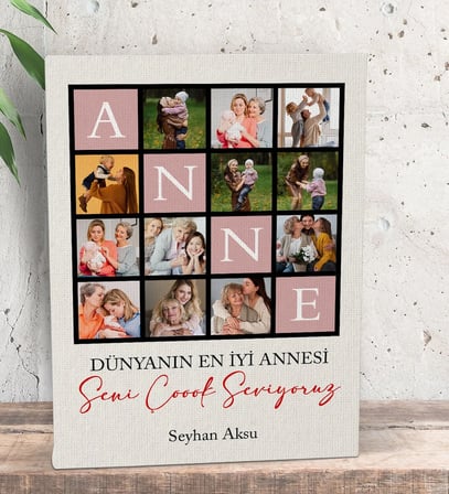 BK Gift Kişiye Özel Anne Tasarımlı Kanvas Tablo-1, Anneye Hediye, Anneler Günü Hediyesi, Eşe Hediye