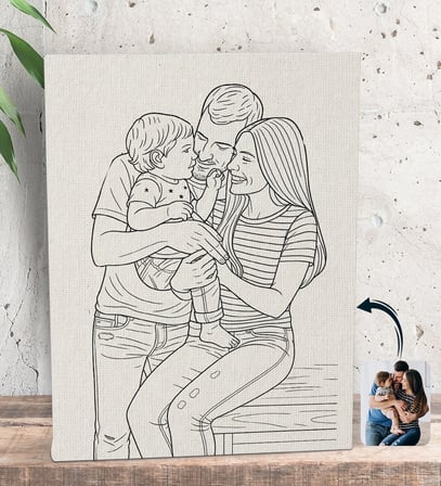 BK Gift Kişiye Özel Line Art Tasarımlı Kanvas Tablo-1, Arkadaşa Hediye, Sevgiliye Hediye, Eşe Hediye