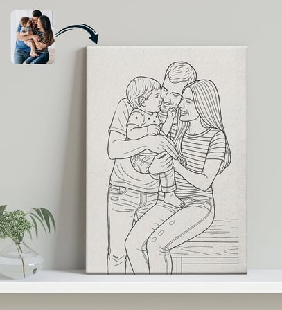 BK Gift Kişiye Özel Line Art Tasarımlı Kanvas Tablo-1, Arkadaşa Hediye, Sevgiliye Hediye, Eşe Hediye