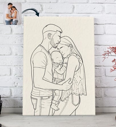 BK Gift Kişiye Özel Line Art Tasarımlı Kanvas Tablo-1, Arkadaşa Hediye, Sevgiliye Hediye, Eşe Hediye