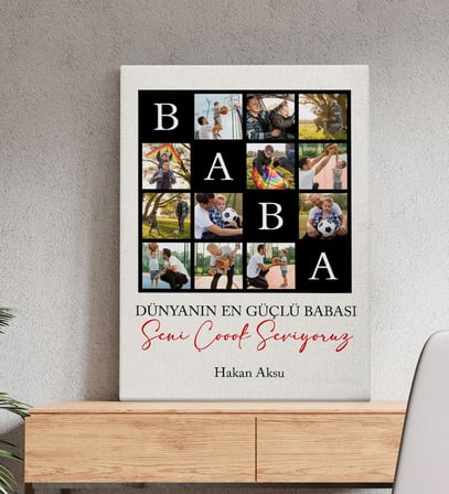 BK Gift Kişiye Özel Baba Tasarımlı Kanvas Tablo-1, Babaya Hediye, Babalar Günü Hediyesi, Eşe Hediye