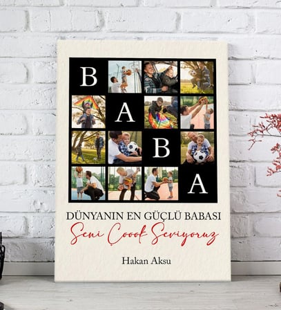 BK Gift Kişiye Özel Baba Tasarımlı Kanvas Tablo-1, Babaya Hediye, Babalar Günü Hediyesi, Eşe Hediye