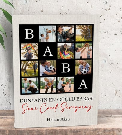BK Gift Kişiye Özel Baba Tasarımlı Kanvas Tablo-1, Babaya Hediye, Babalar Günü Hediyesi, Eşe Hediye