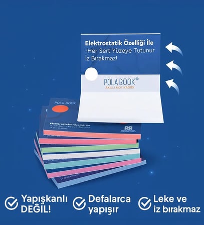 BK Gift Elektrostatik Akıllı Not Kağıtları 7x10cm - 100 Sayfa(8 Farklı Renk Seçeneği)