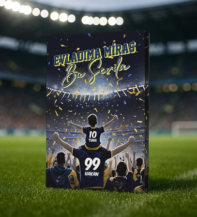 BK Gift Kişiye Özel İsimli Baba-Oğul Sarı Lacivert Evladıma Miras Bu Sevda Kanvas Tablo-2, Ev Hediyesi, Doğum Günü Hediyesi, Taraftar Hediyesi