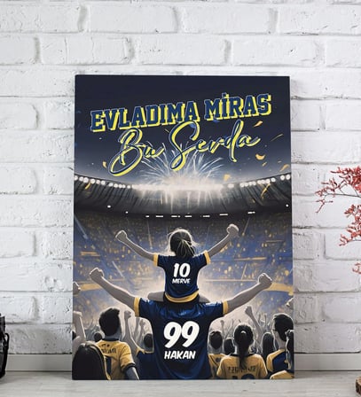 BK Gift Kişiye Özel İsimli Baba-Kız Sarı Lacivert Evladıma Miras Bu Sevda Kanvas Tablo-2, Ev Hediyesi, Doğum Günü Hediyesi, Taraftar Hediyesi