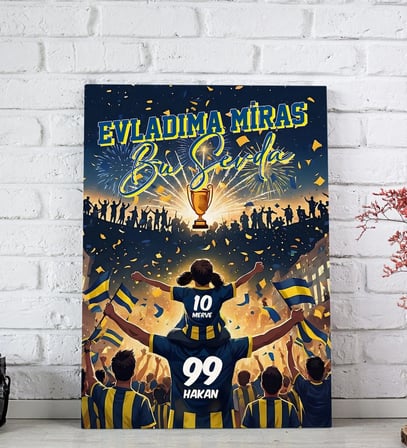 BK Gift Kişiye Özel İsimli Baba-Kız Sarı Lacivert Evladıma Miras Bu Sevda Kanvas Tablo-3, Ev Hediyesi, Doğum Günü Hediyesi, Taraftar Hediyesi